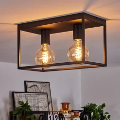 Plafonnier Malao Noir, 2 Lumieres