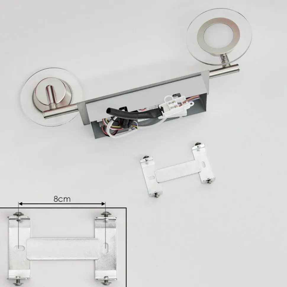 Plafonnier Marsen Led Chrome, Nickel Mat, 2 Lumieres, Telecommandes, Changeur De Couleurs