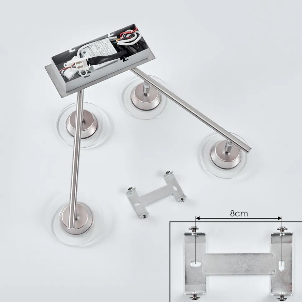 Plafonnier Marsen Led Chrome, Nickel Mat, 4 Lumieres, Telecommandes, Changeur De Couleurs