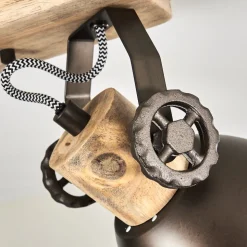 Plafonnier Orny Anthracite, Bois Clair, 3 Lumieres