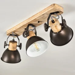 Plafonnier Orny Anthracite, Bois Clair, 3 Lumieres