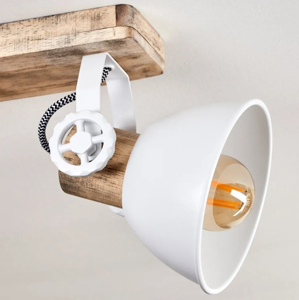 Plafonnier Orny Bois Clair, Blanc, 4 Lumieres