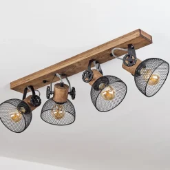 Plafonnier Orny Bois Fonce, Noir, 4 Lumieres