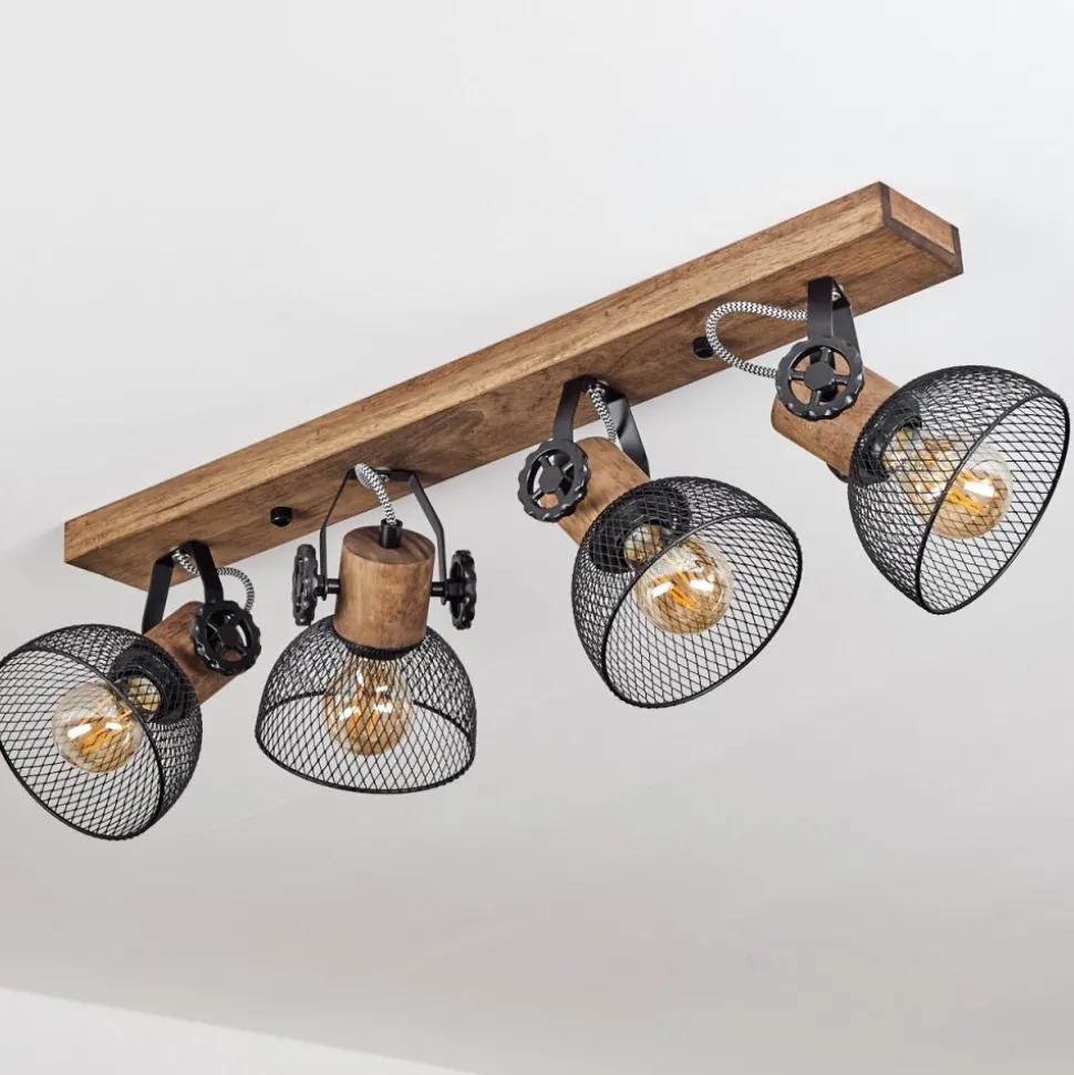 Plafonnier Orny Bois Fonce, Noir, 4 Lumieres