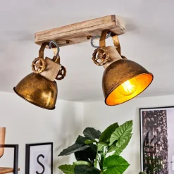 Plafonnier Orny Bronze, Bois Clair, 2 Lumieres