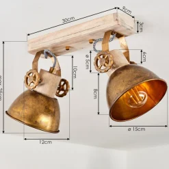 Plafonnier Orny Bronze, Bois Clair, 2 Lumieres