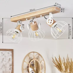 Plafonnier Orny Ecru, Blanc, 3 Lumieres