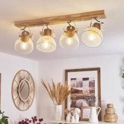 Plafonnier Orny Ecru, Blanc, 4 Lumieres
