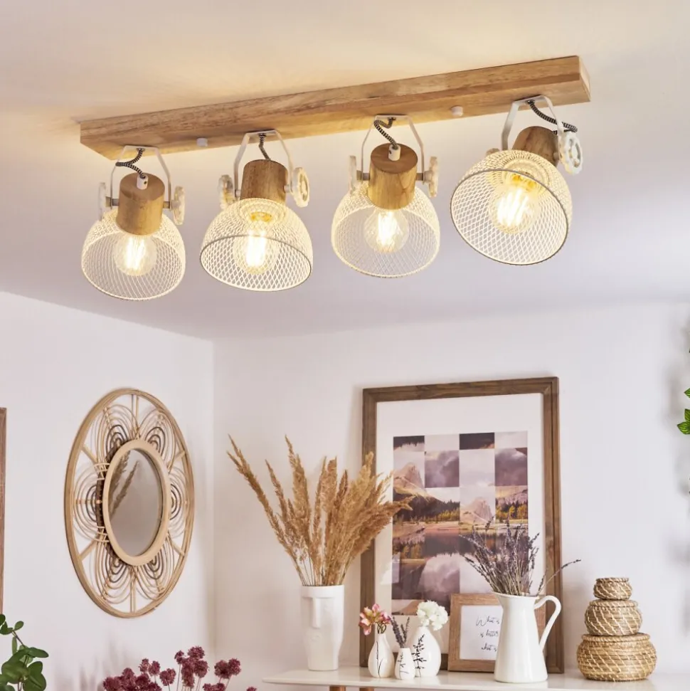 Plafonnier Orny Ecru, Blanc, 4 Lumieres