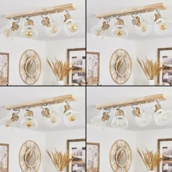 Plafonnier Orny Ecru, Blanc, 4 Lumieres