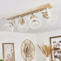 Plafonnier Orny Ecru, Blanc, 4 Lumieres