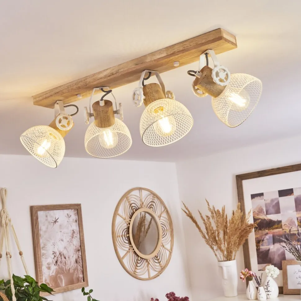 Plafonnier Orny Ecru, Blanc, 4 Lumieres