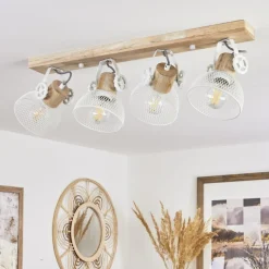 Plafonnier Orny Ecru, Blanc, 4 Lumieres