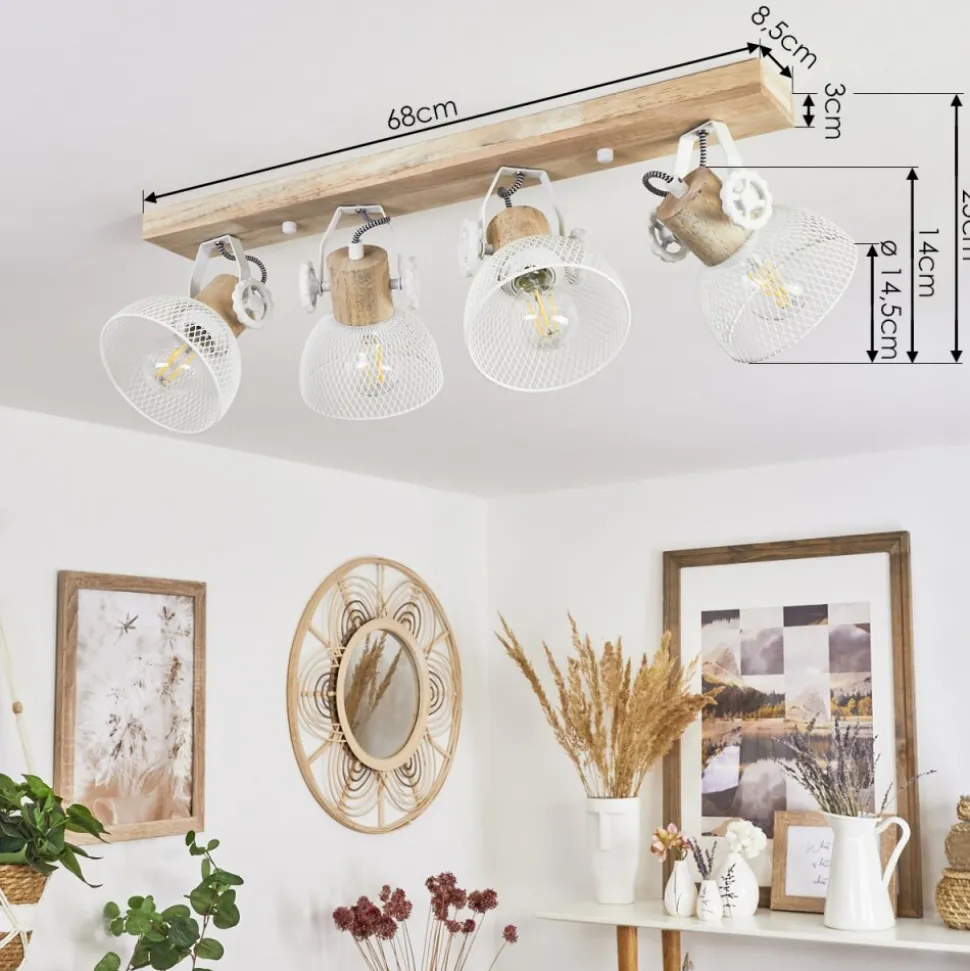 Plafonnier Orny Ecru, Blanc, 4 Lumieres