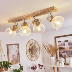 Plafonnier Orny Ecru, Blanc, 4 Lumieres