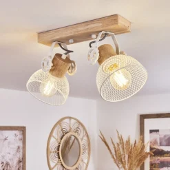 Plafonnier Orny Ecru, Blanc, 2 Lumieres