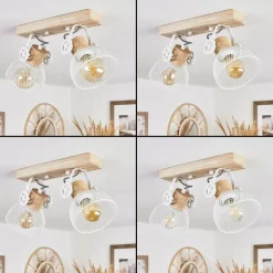 Plafonnier Orny Ecru, Blanc, 2 Lumieres