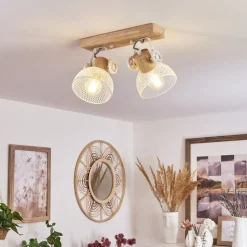 Plafonnier Orny Ecru, Blanc, 2 Lumieres