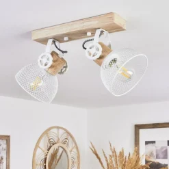 Plafonnier Orny Ecru, Blanc, 2 Lumieres