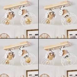 Plafonnier Orny Ecru, Blanc, 2 Lumieres