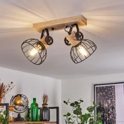 Plafonnier Orny Ecru, Noir, 2 Lumieres