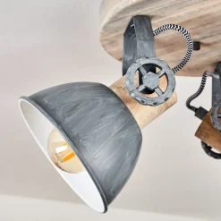 Plafonnier Orny Gris, Bois Clair, 3 Lumieres