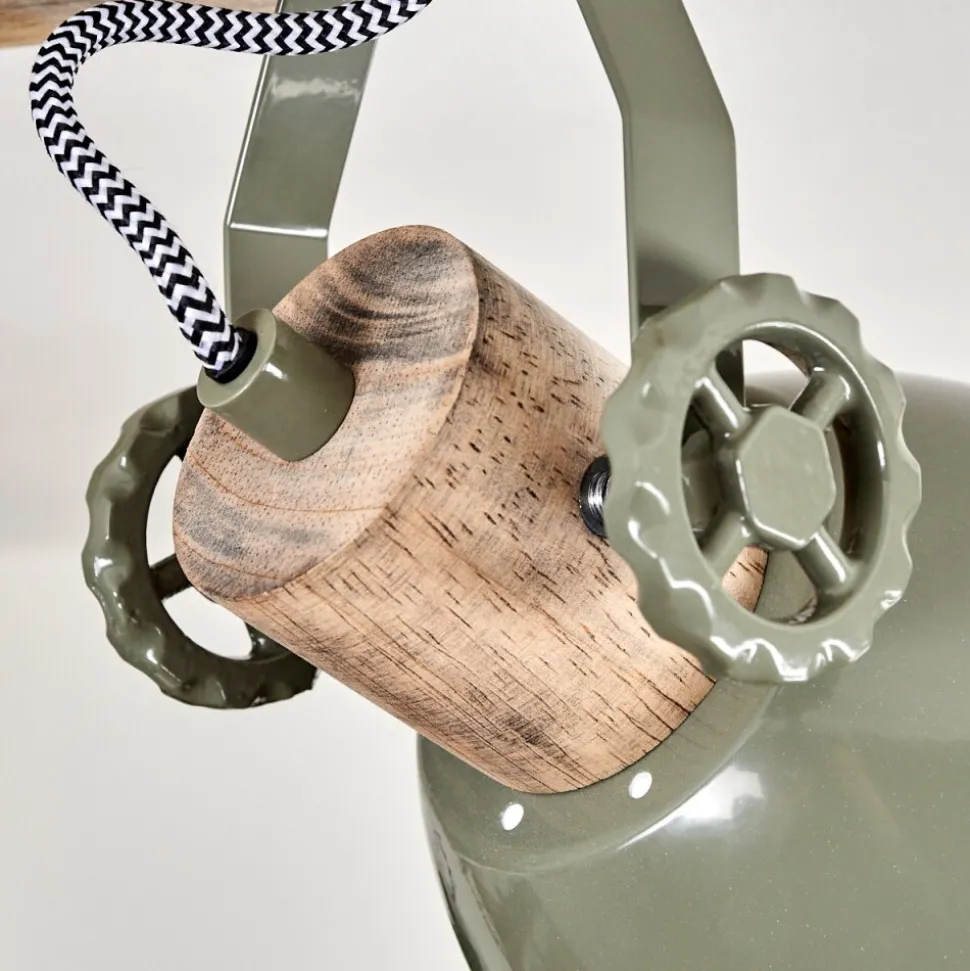 Plafonnier Orny Vert, Bois Clair, 4 Lumieres