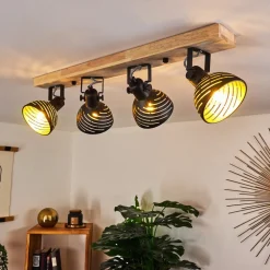 Plafonnier Osina Brun, Noir, 4 Lumieres
