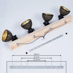 Plafonnier Osina Brun, Noir, 4 Lumieres