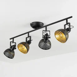 Plafonnier Osina Chrome, Noir, 4 Lumieres