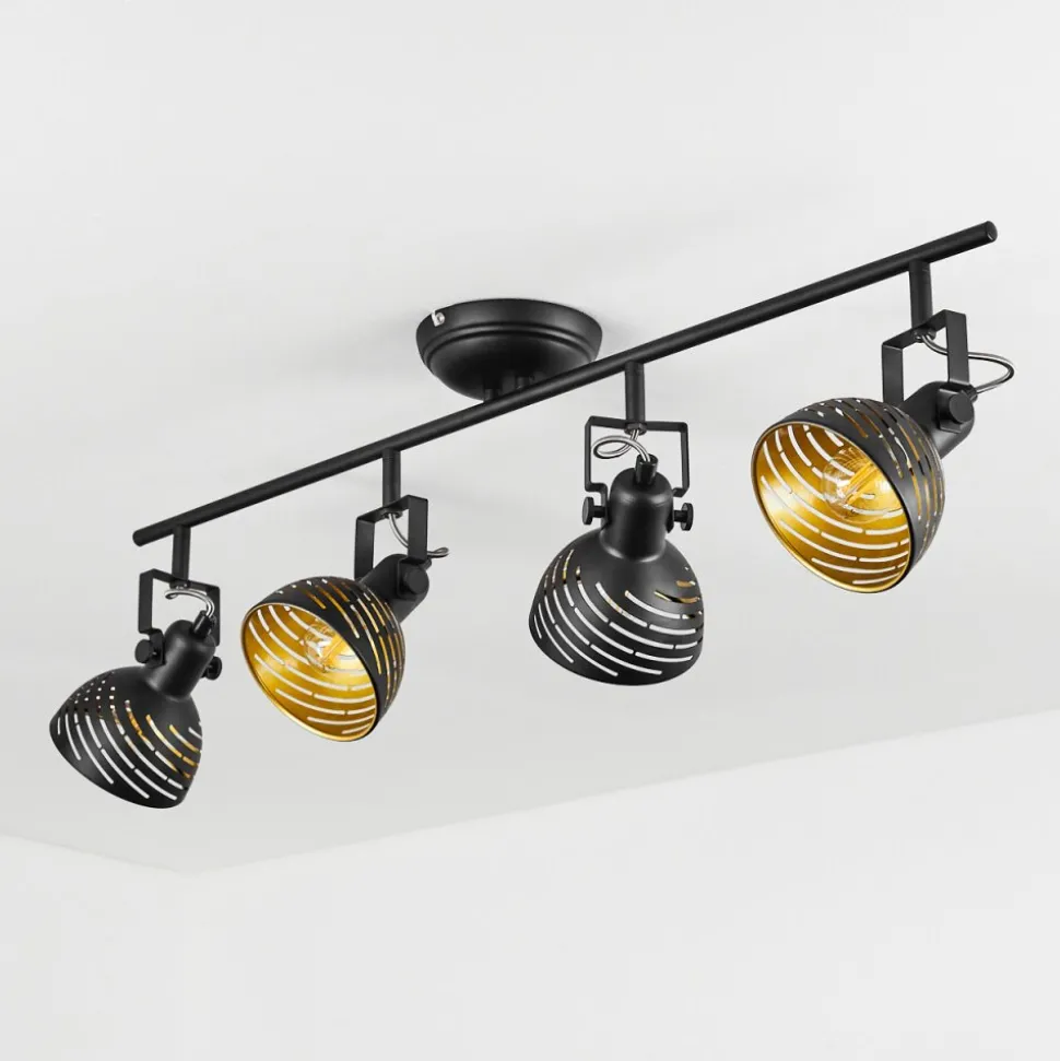 Plafonnier Osina Chrome, Noir, 4 Lumieres