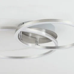 Plafonnier Ovasta Led Nickel Mat, 1 Lumiere, Telecommandes
