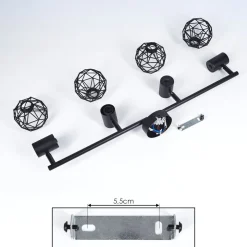 Plafonnier Palmira Noir, 4 Lumieres