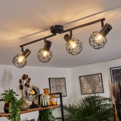 Plafonnier Palmira Noir, 4 Lumieres