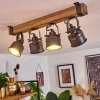 Plafonnier Pehefito Gris, Bois Fonce, Noir, 4 Lumieres