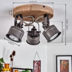 Plafonnier Pehefito Noir, 3 Lumieres