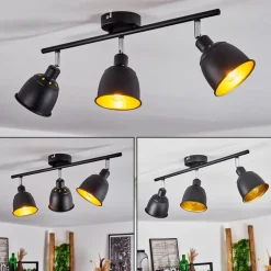 Plafonnier Pistrino Chrome, Noir, 3 Lumieres