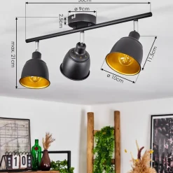 Plafonnier Pistrino Chrome, Noir, 3 Lumieres