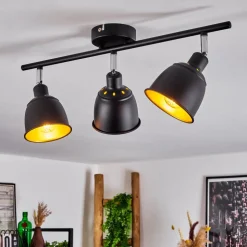 Plafonnier Pistrino Chrome, Noir, 3 Lumieres
