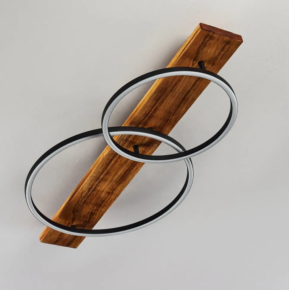 Plafonnier Pompu Led Bois Fonce, Noir, 2 Lumieres