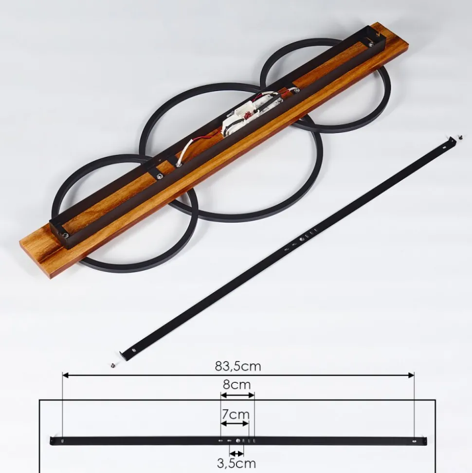 Plafonnier Pompu Led Bois Fonce, Noir, 3 Lumieres