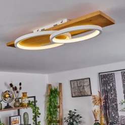 Plafonnier Pompu Led Ecru, Blanc, 1 Lumiere