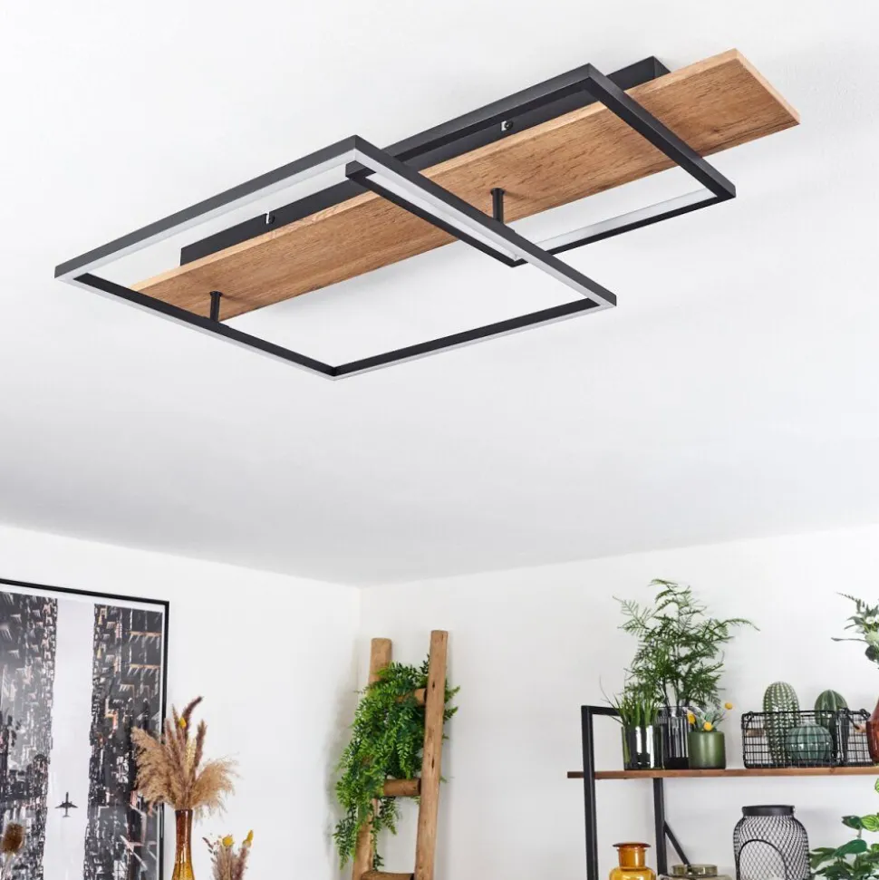 Plafonnier Pompu Led Ecru, Noir, 1 Lumiere
