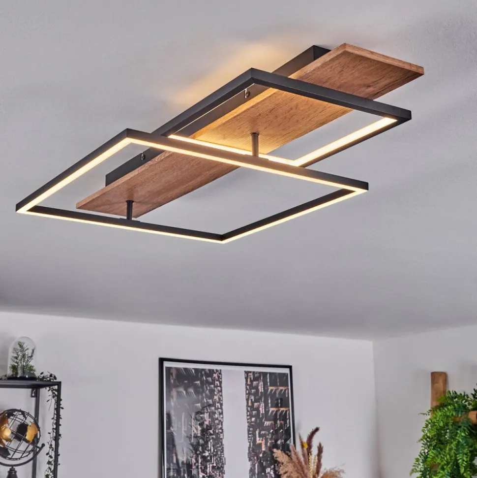 Plafonnier Pompu Led Ecru, Noir, 1 Lumiere