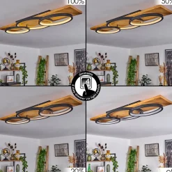 Plafonnier Pompu Led Ecru, Noir, 1 Lumiere