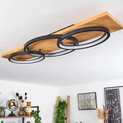 Plafonnier Pompu Led Ecru, Noir, 1 Lumiere
