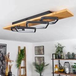Plafonnier Pompu Led Ecru, Noir, 1 Lumiere