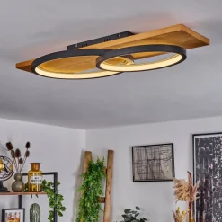 Plafonnier Pompu Led Ecru, Noir, 1 Lumiere