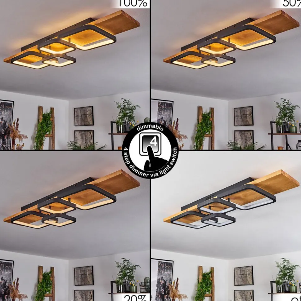 Plafonnier Pompu Led Ecru, Noir, 1 Lumiere