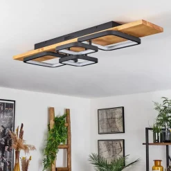 Plafonnier Pompu Led Ecru, Noir, 1 Lumiere